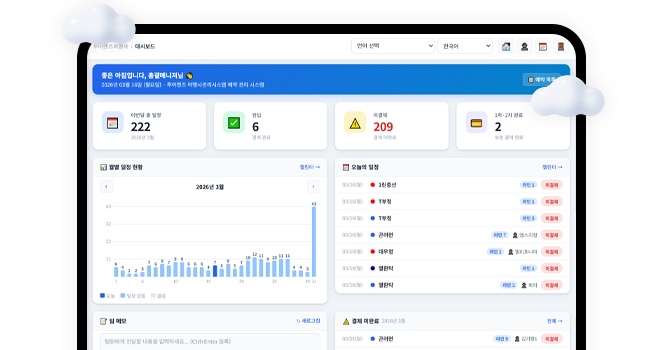 인바운드 여행사 업무 관리 시스템 투어핸즈 화면